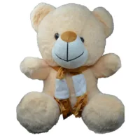 Teddy Bear Plush Soft Toy with Muffler for Ages 3 Years and Up - Ash, 33cm
