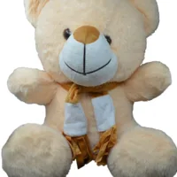 Teddy Bear Plush Soft Toy with Muffler for Ages 3 Years and Up - Ash, 33cm