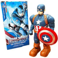 Zubblo Captain Toys | Action Figure | Superhero Walking Toy for Boys | Rotating Light & Music | Captain America with Shield | Battery Operated Toy for Kids