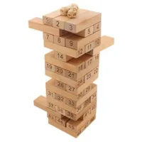Wooden Number Block Stacking Tower Game,Tumbling Tower,jinga game  48 Pieces, Classic Family Fun