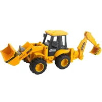 Construction Backhoe Loader Toy Vehicle, Yellow, Die-Cast Model