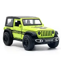 Zubblo Metal 4x4 Thar Jeep Wrangler Toy Car | 1:24 Die-Cast Pull Back Model | Openable Doors, Hood & Trunk | Toy Vehicle for Kids | Green Off-Road SUV Model