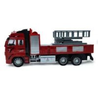 Zubblo Die-Cast Alloy Pull Back Engineering Truck Car Model Toy Fire Engine –19 x 8 x 5.5 cm | 1:32 Scale Pullback Truck with Extending Platform |Mini Metal Vehicle for Kids |Fun Cars for Boys & Girls